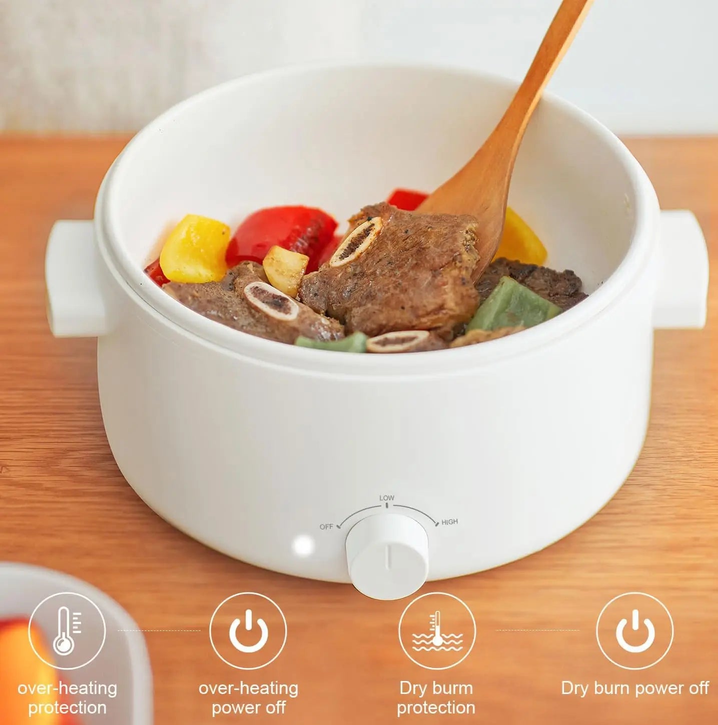 3L Portable Electric Pot with Ceramic Coating, Multi-functional for Hot Pot, Pasta, Ramen, Quick Heating and Safety