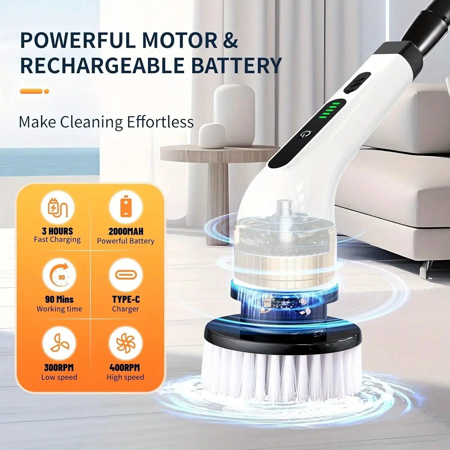 Electric Spin Scrubber — Deep Clean Bathrooms, Tiles & Kitchens in Minutes